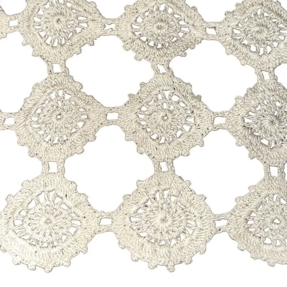 3 Antique Handmade Beige Crochet Rectangle & Square doilies ￼ 22”x 10”/10”x10”